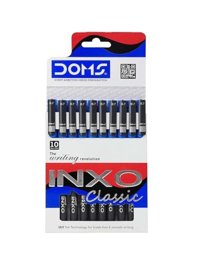 دومس قلم حبر جاف كلاسيكي، ثورة في عالم الكتابة، تقنية حبر ULV لكتابة سلسة وانسيابية، لون الحبر: أزرق، عبوة من 10 أقلام حبر جاف للاستخدام اليومي - Image 1